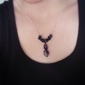 Amethyst/Citrine & Black Jasper Sterling Necklace